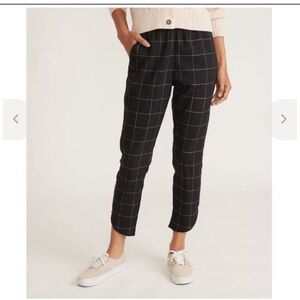 Marine Layer Allison Black Windowpane Print High Waist Cropped Pull On Pants S